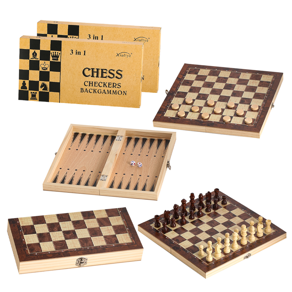 Board Game Operation - Set Catur, Backgammon, dan Checker Kayu