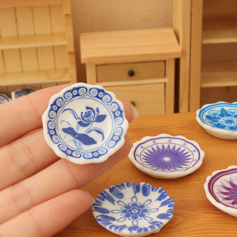 Miniature Painting Set - 5 Buah 1:12 Piring Makan Miniatur