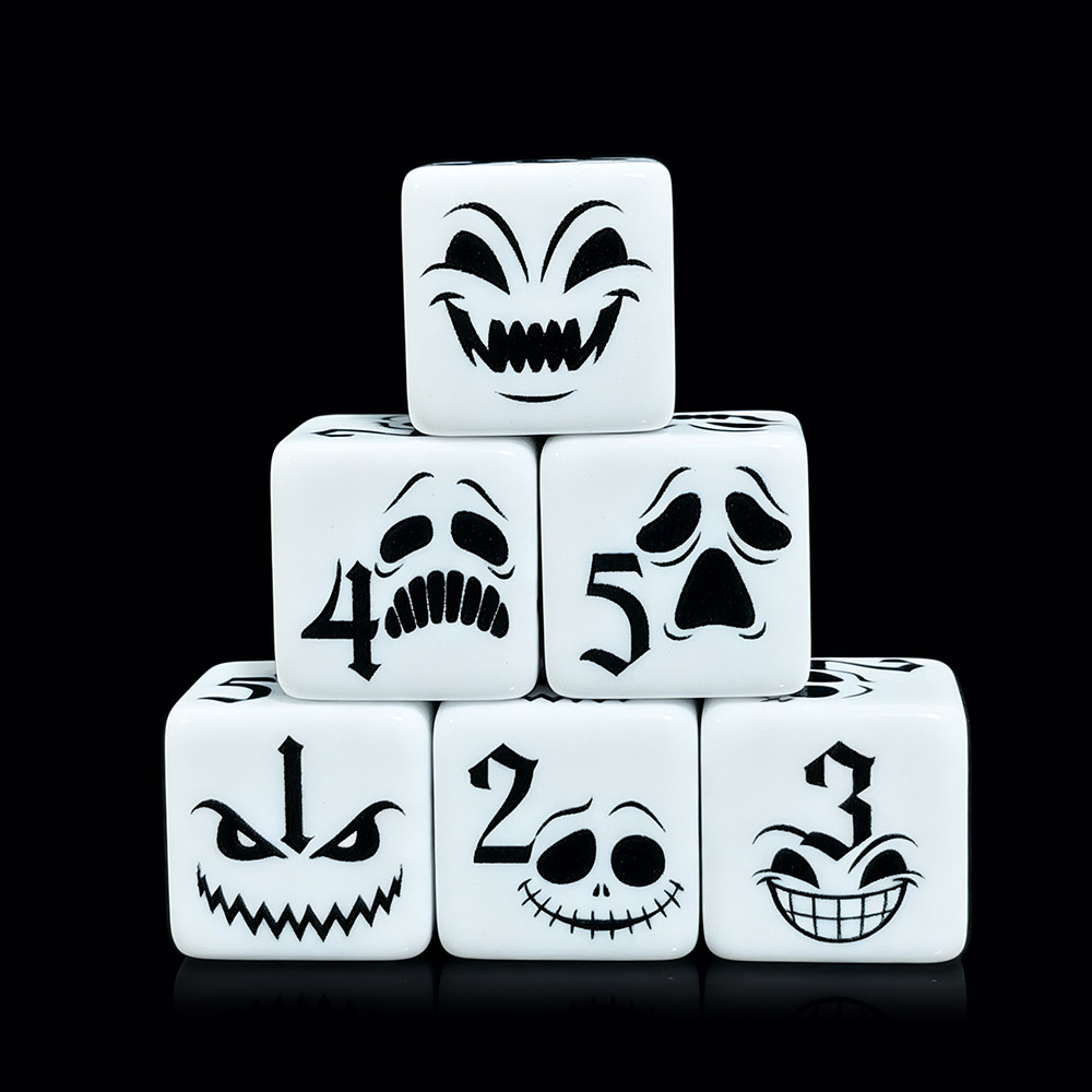 Board Game Horror - 12 Buah Dadu D6 Wajah Hantu