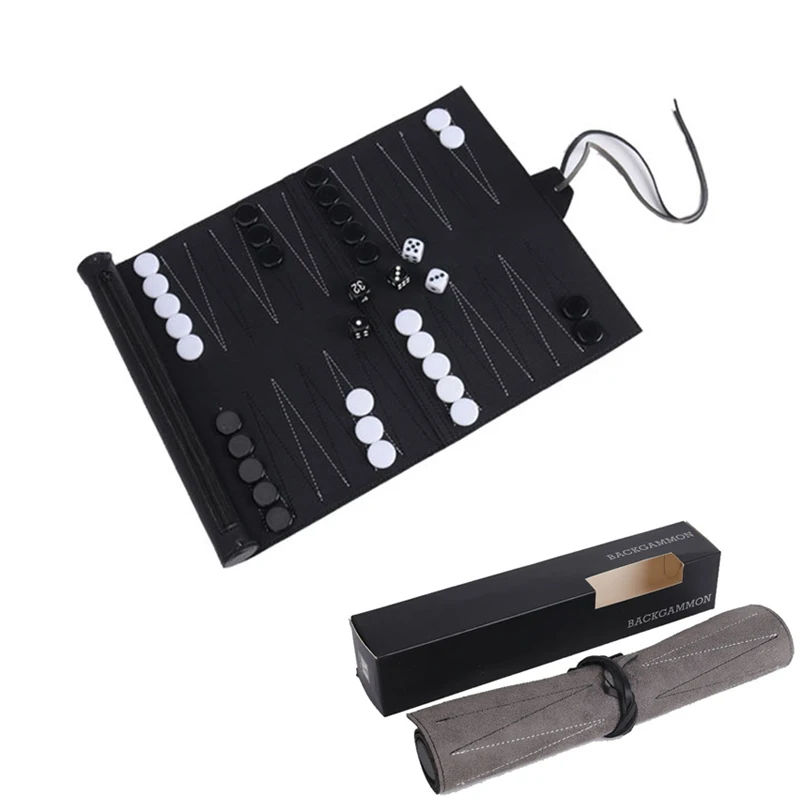 Board Game Operation - Set Backgammon gulung portabel, Set permainan