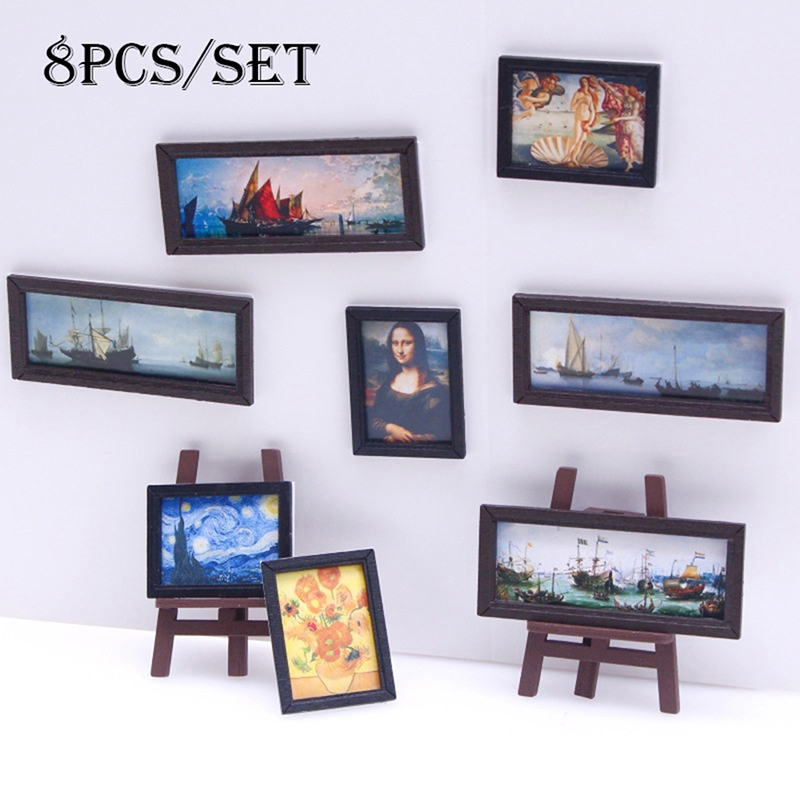 8 buah/set 1:12 rumah boneka m - Miniature Painting Set ulasan dan harga